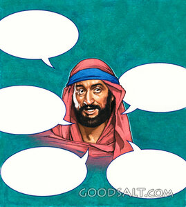 Biblical Man with Speech Bubbles