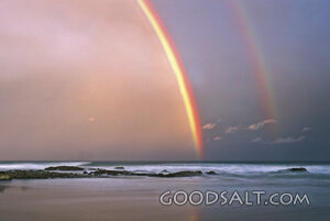two rainbows at the beach
