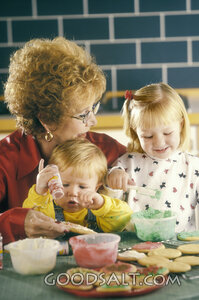 Grandmother Baking Cookies with Grandchildren