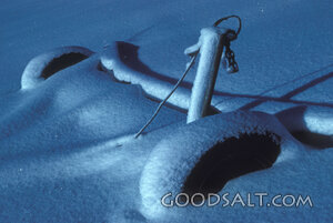 Buried Farm Axle in Winter Snow