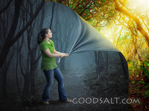 Woman and Scary Forest