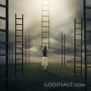 Woman Climbing Ladder