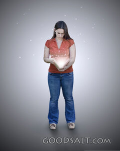Woman Reading Glowing Bible