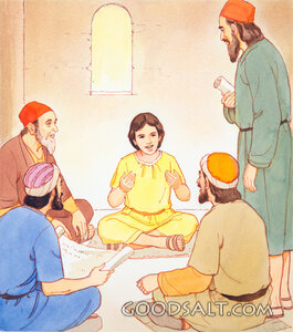 Young Jesus Teaches Scribes in Jerusalem