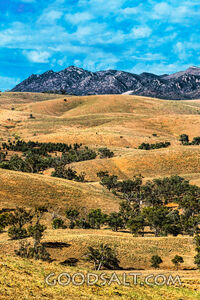 An outback dry rolling hills landscape.