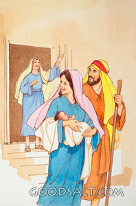 Anna Waves to Mary and Joseph