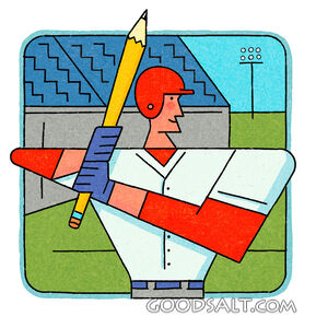 Baseball Player Batting With Pencil