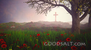 Beautiful landscape with cross