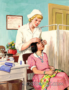 Blind Navajo Girl and Nurse