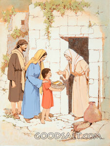 Boy Jesus Shares Food With Widow