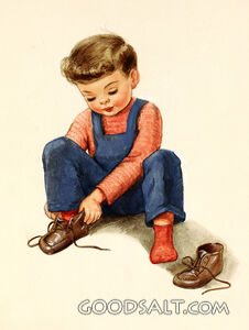 Boy Putting on Shoes