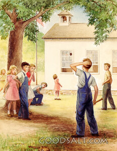 Broken Window in Country School