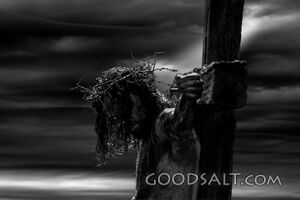 B&W Crucifixion Scene, Close Up Jesus