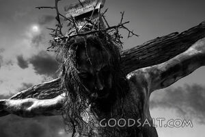 B&W Crucifixion Scene, Close Up Jesus