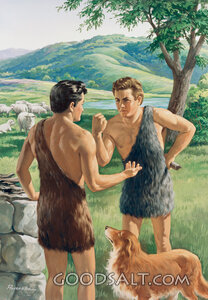 Cain Threatening His Brother Able With Violence