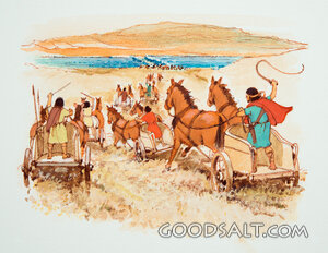 Charioteers From Egypt Chase the Hebrews, Who Are Fleeing Th