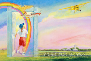 Child, Rainbow, Airplane