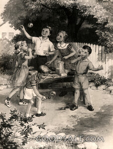 Children Blowing Bubbles