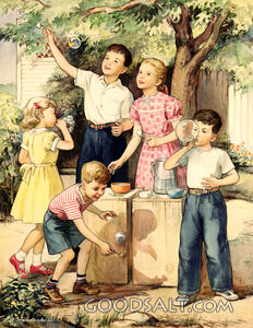 Children Blowing Bubbles