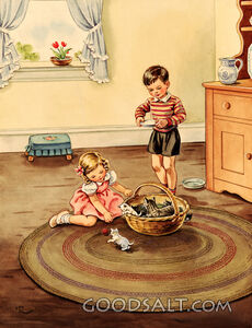Children Feeding Kittens