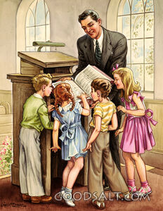 Children Looking at Pulpit Bible