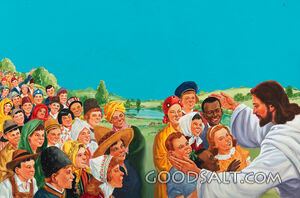 Children of Different Nationalities  in Costume Being With J