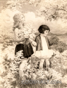 Children Picking Fall Flowers