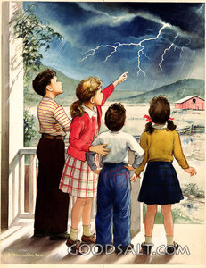 Children Watching Lightning Storm