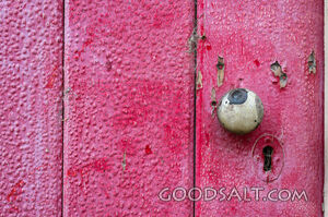 Close-up of old shed door.