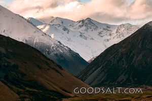 cloud encrusted mountain range