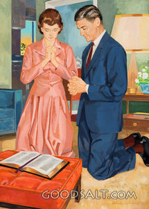 Couple Kneeling in Prayer (Vintage)