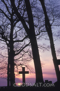 Cross Gravestone Against the Sunset