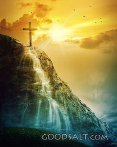 Cross on Waterfall