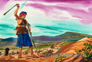 David the Shepherd Practices With Sling