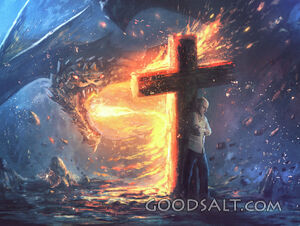 Dragon fire and cross