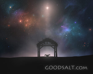 Empty Manger under Night Sky