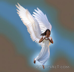 Ethnic Angel Making Heart With Hands