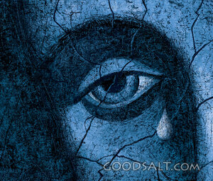 Eye With Tear Blue Close-Up