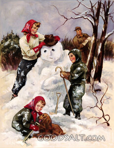 Family Making Snow Man