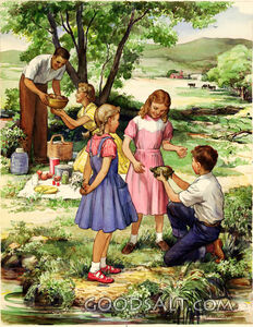 Family Picnic- Child with Turtle