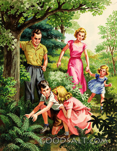 Family Walking in Woods