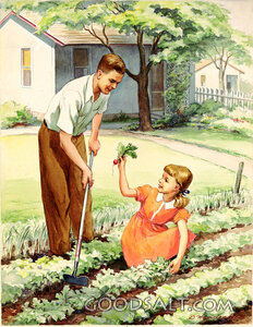 Father and Girl in Garden