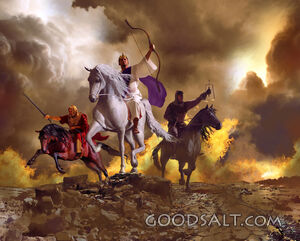 Four Horsemen - White, Red and Black Horses