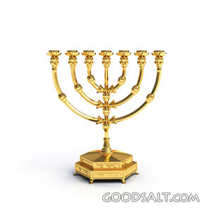 Golden Lampstand on White Background