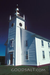 Historic, plank board sided church.