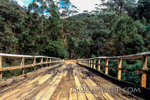 Historic wooden road bridge.