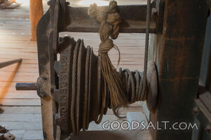 Interior of heritage shearing shed detailing tools and machinery