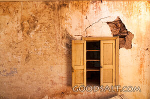Interior wall inside abandoned farmhouse.