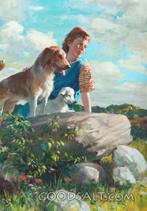 Jesus As a Boy, Outdoors With Dog