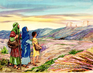 Jesus Going to Temple with Mary and Joseph